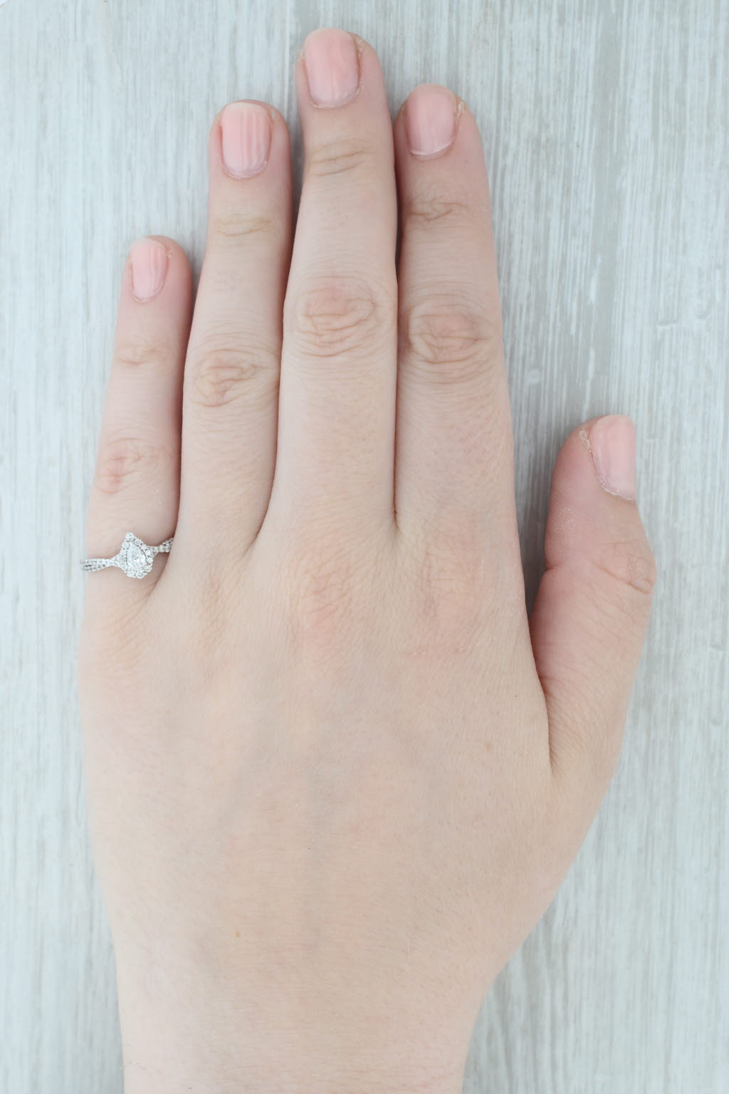 Gray 0.48ctw Pear Diamond Halo Engagement Ring 14k White Gold Size 6