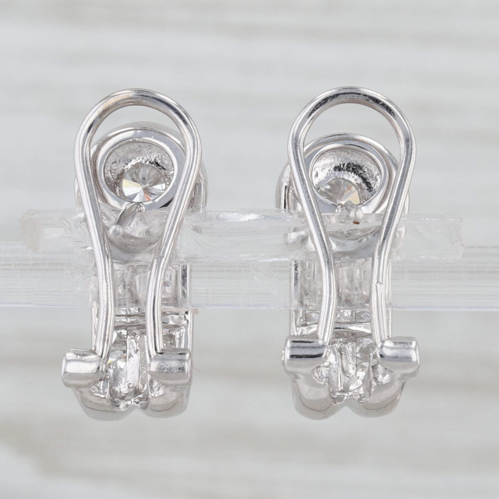 0.46ctw Diamond J-Hook Drop Earrings 14k White Gold Omega Backs