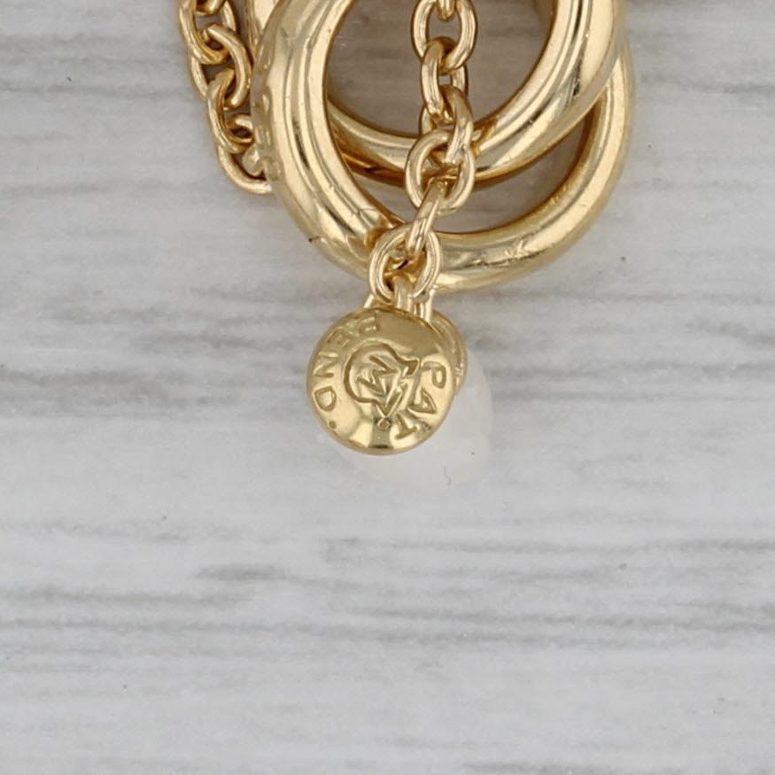 Gray Mikimoto Cultured Pearl Station Bracelet w/ Pouch 18k Yellow Gold 8" Cable Chain