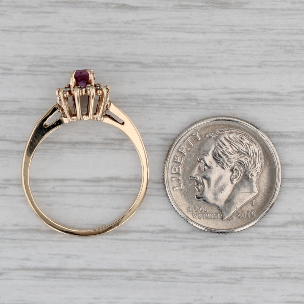 Gray 0.42ctw Oval Ruby Diamond Halo Ring 10k Yellow Gold Size 6.25