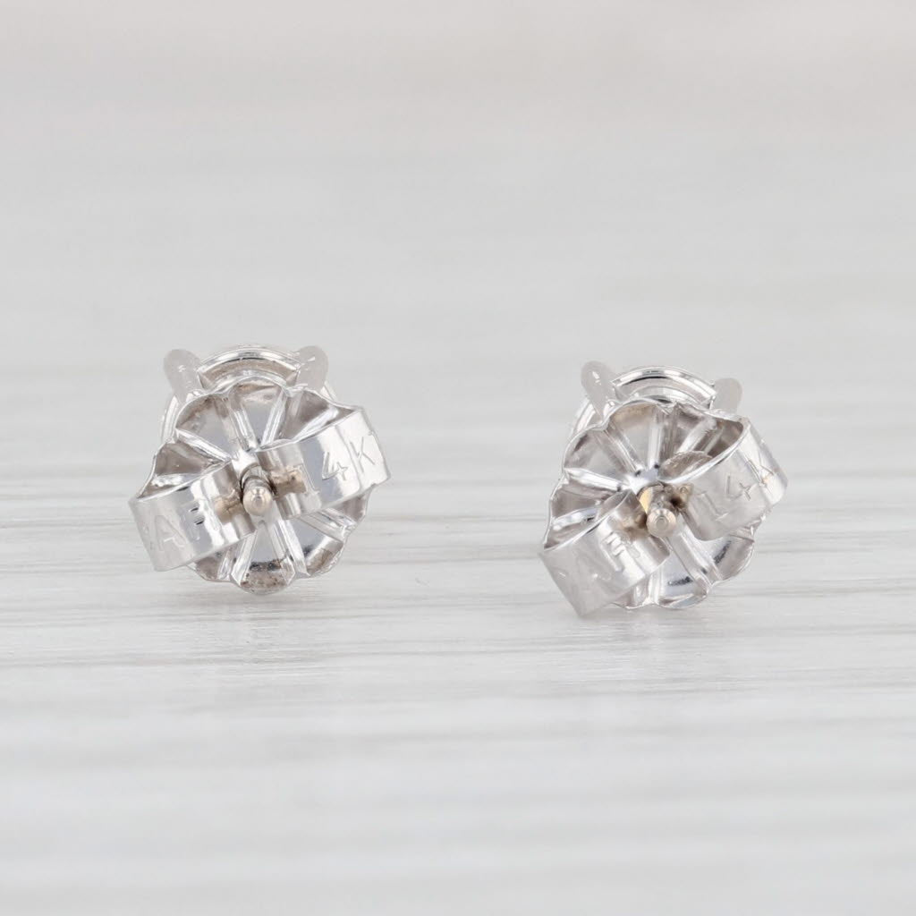 Light Gray 0.85ctw Round Diamond Solitaire Stud Earrings 14k White Gold