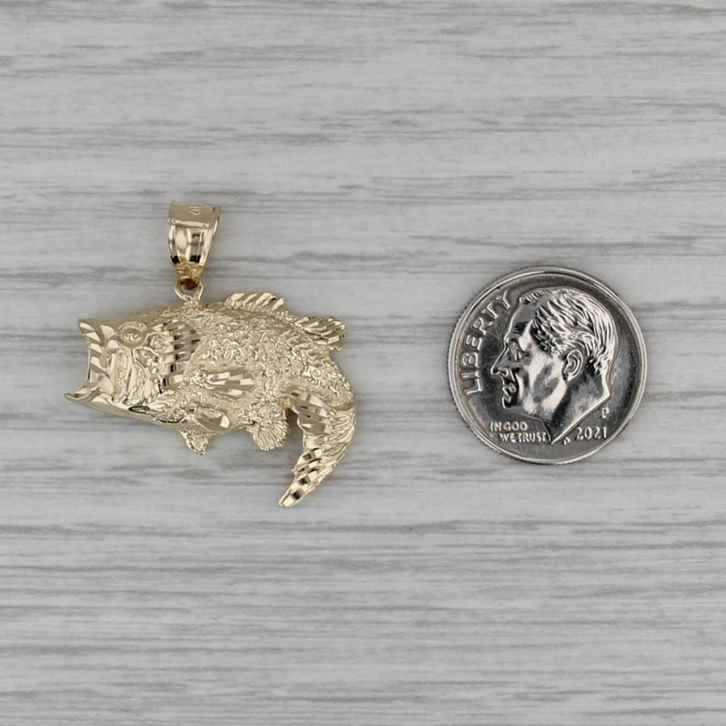 Detailed Fish Pendant 14k Yellow Gold Nautical Gift Fisherman
