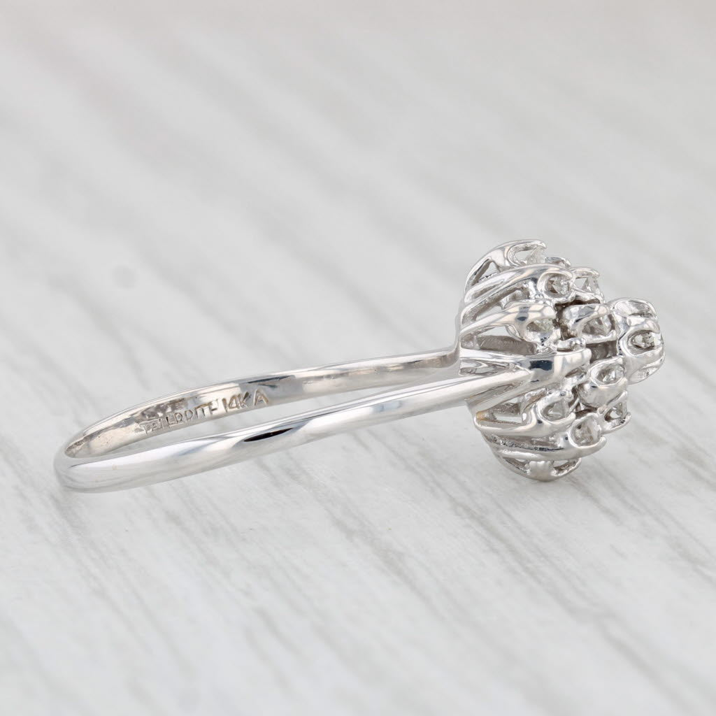 Light Gray 0.21ctw Diamond Cluster Ring 14k White Gold Size 8.5 Engagement