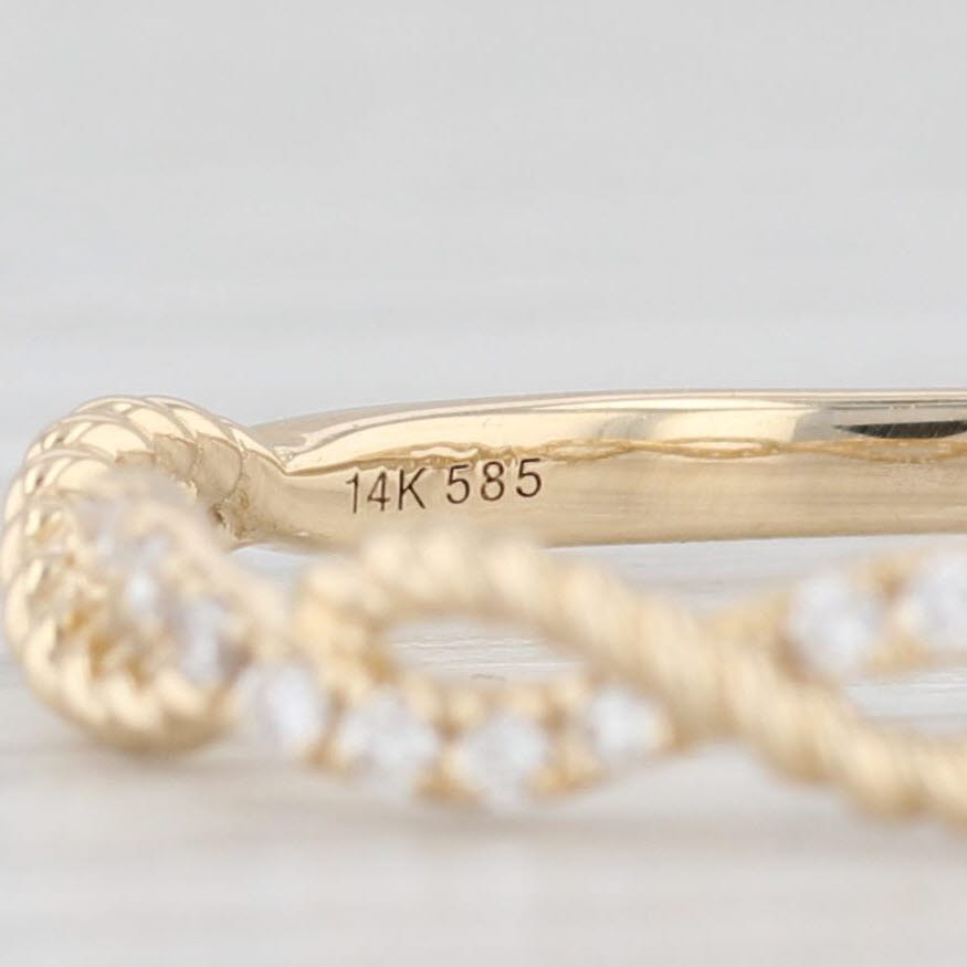 Light Gray New 0.17ctw Diamond Woven Stackable Ring 14k Yellow Gold Size 6.75 Wedding Band