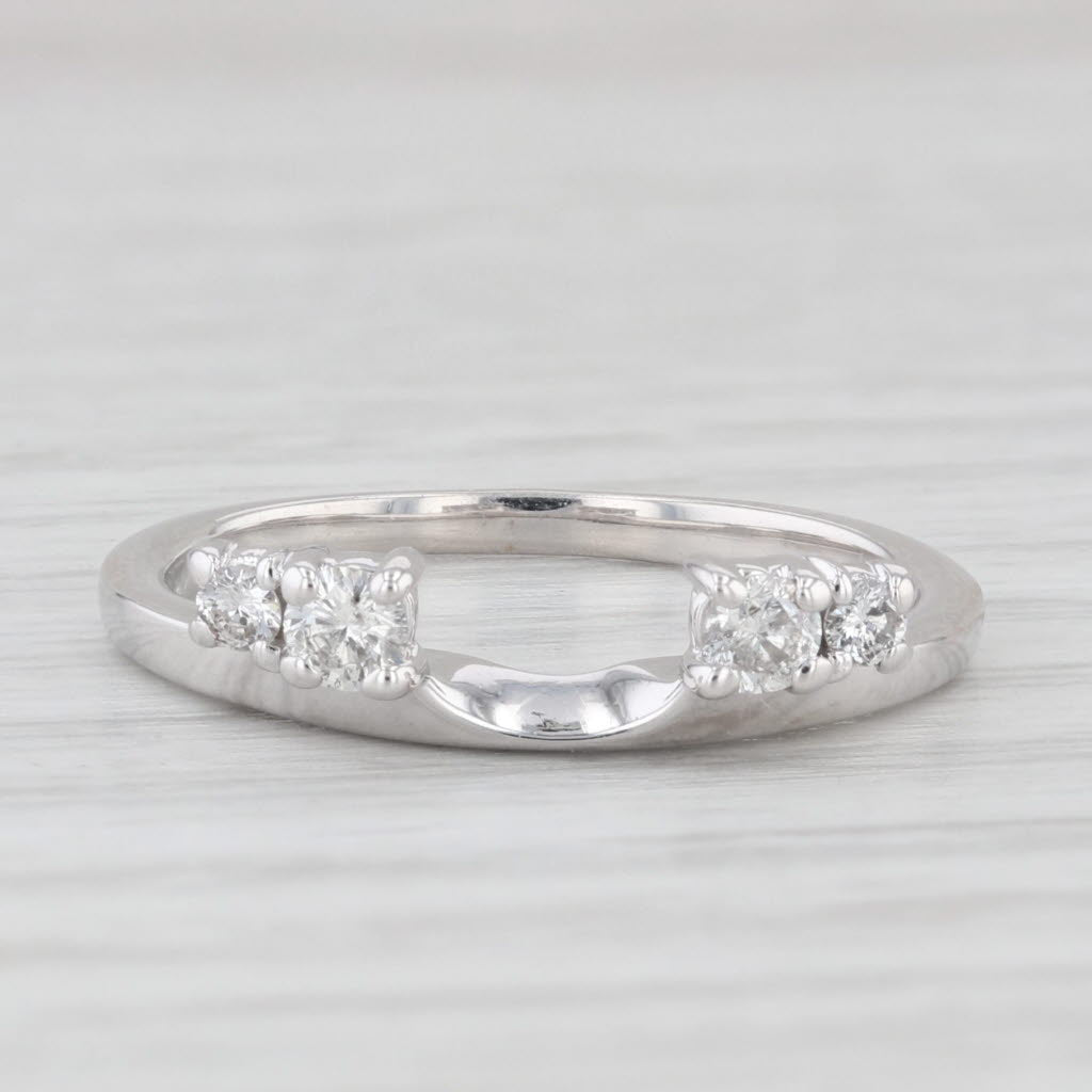 Light Gray 0.16ctw Diamond Ring Guard Enhancer Wedding Band 14k White Gold Size 5.25