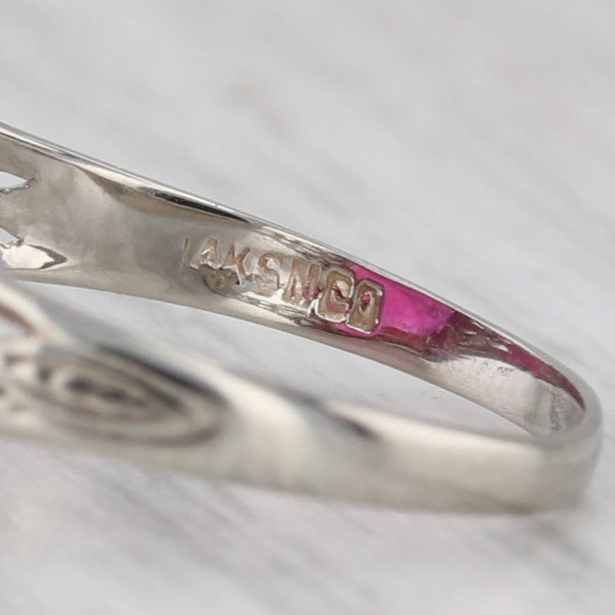 Gray Vintage 3.45ct Lab Created Ruby Solitaire Ring 14k White Gold Size 8