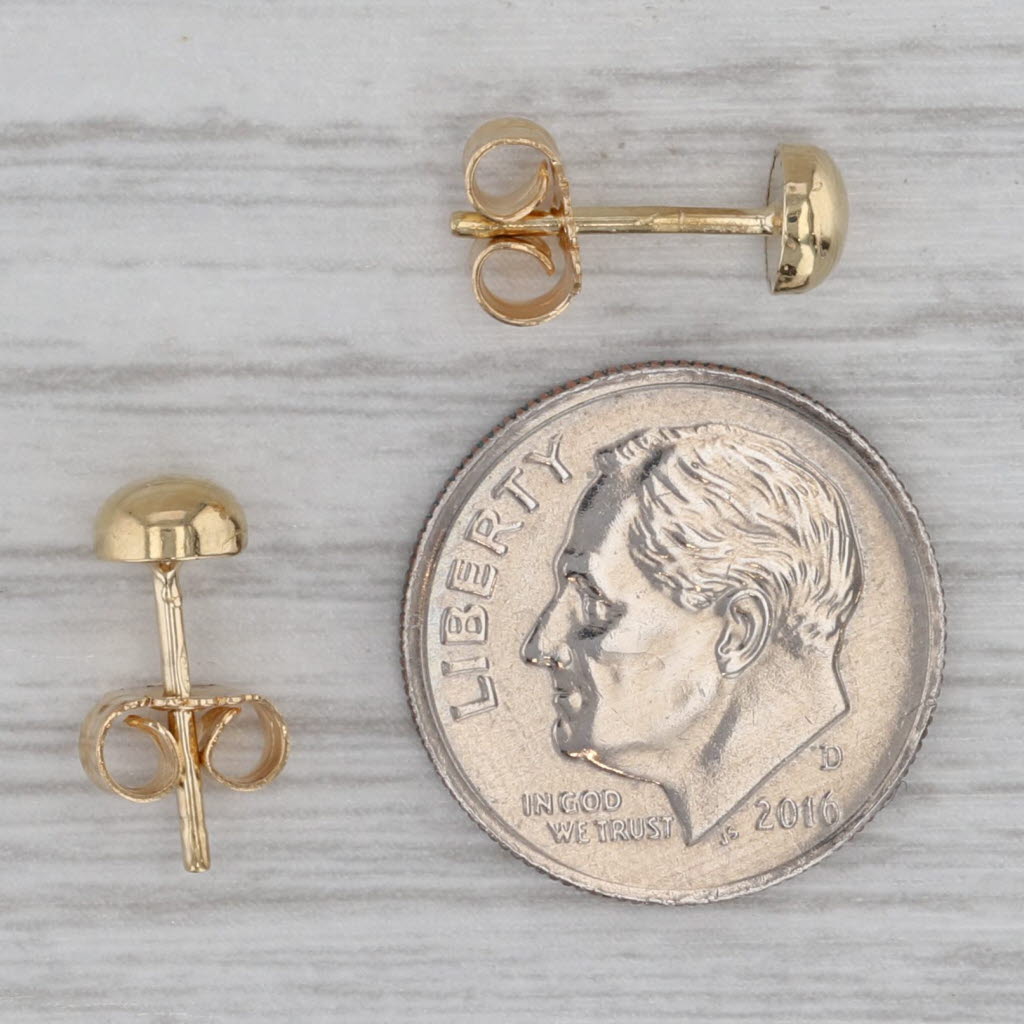 Gray Small Round Gold Stud Earrings 18k Yellow Gold