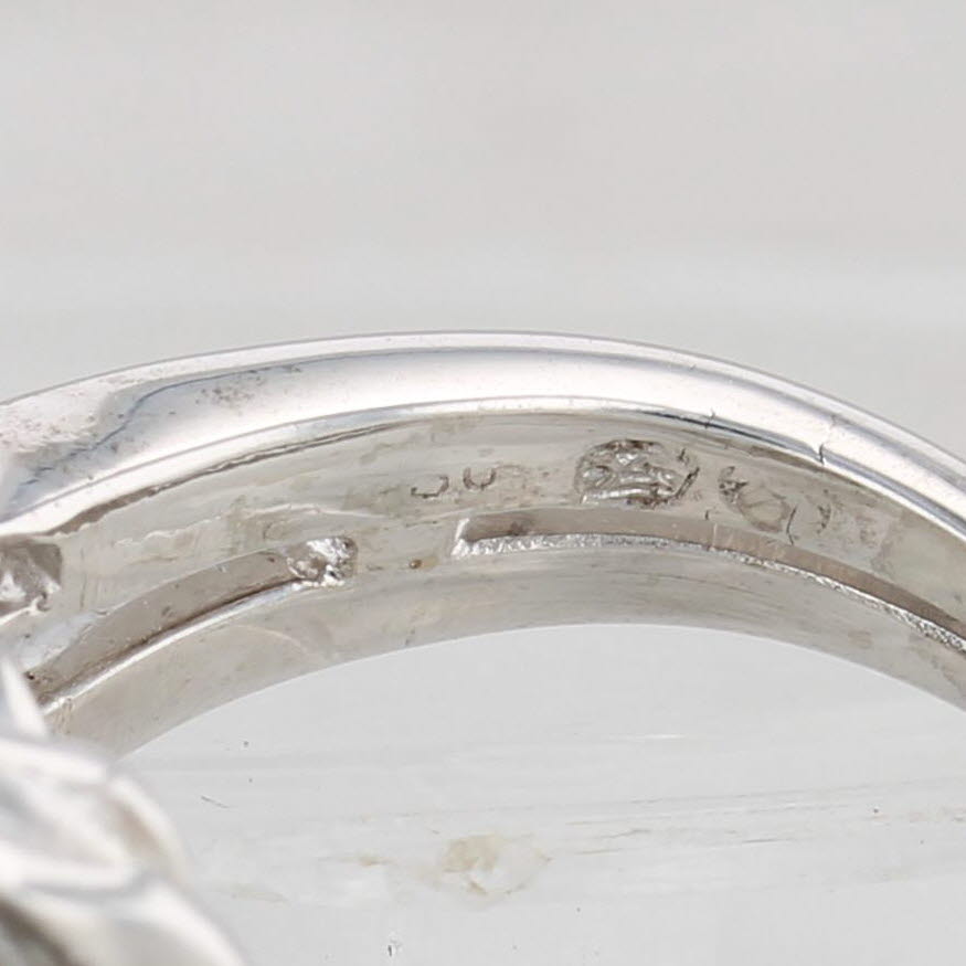 Light Gray Vintage 1.94ctw Emerald Diamond Cocktail Ring 18k White Gold Size 5.75