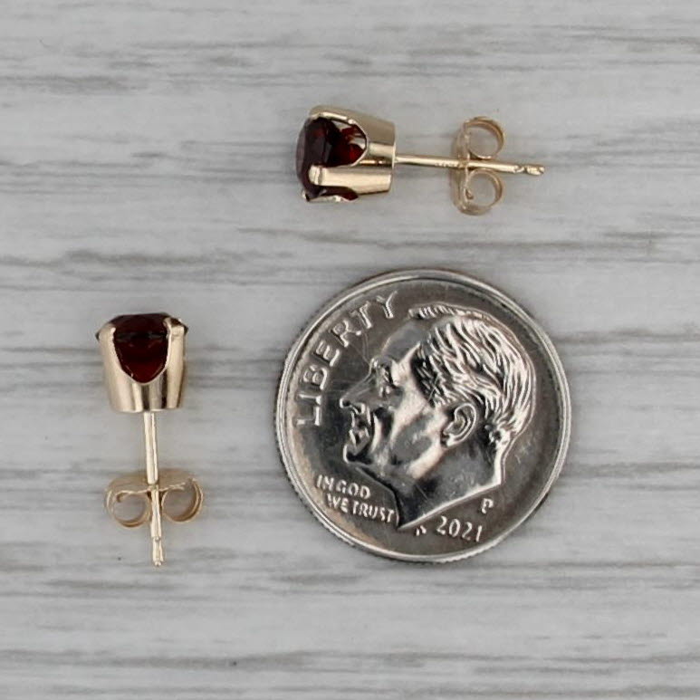 1.70ctw Round Red Garnet Stud Earrings 14k Yellow Gold Solitaire Studs
