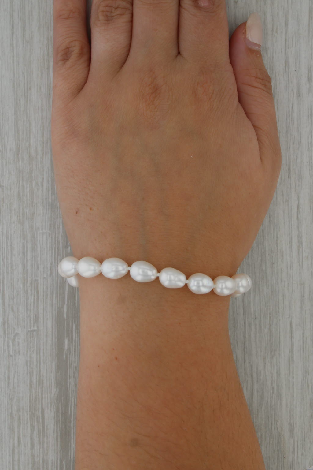 Cultured Pear Pearls Single Strand Bracelet 14k Gold 7"