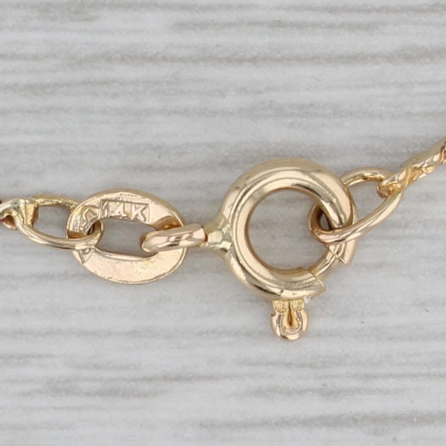 Gray Serpentine Chain Necklace 14k Yellow Gold 16" 1.3mm