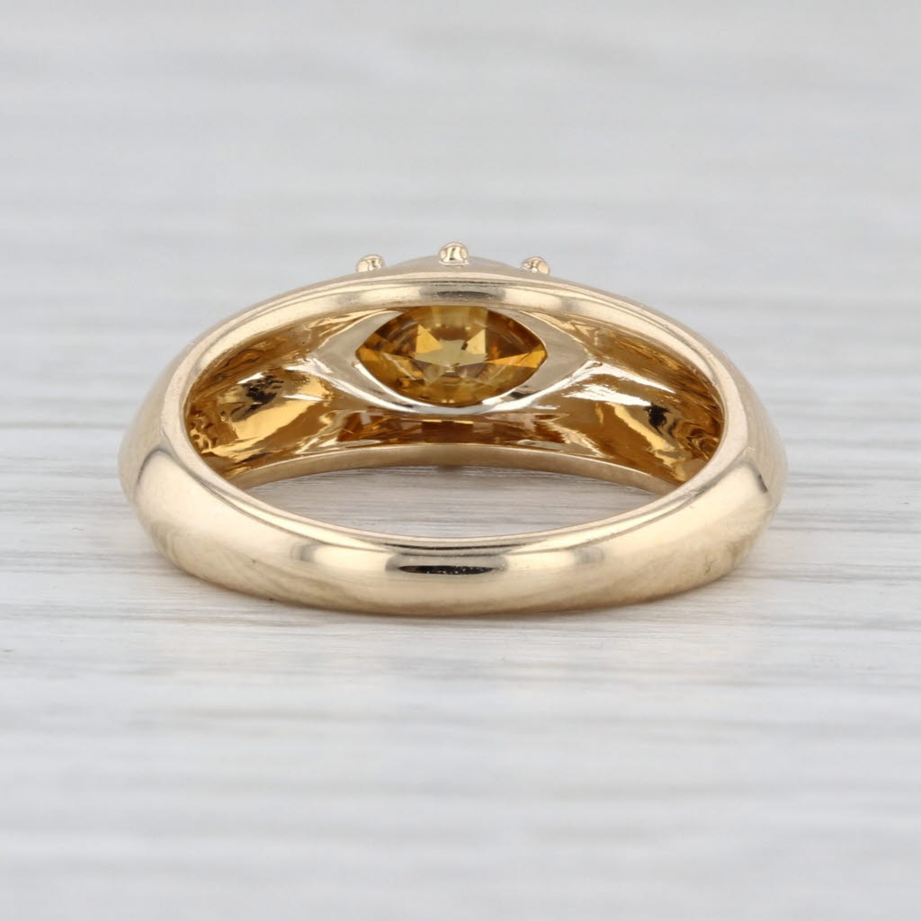 New Custom 0.77ct Yellow Brown Bezel Marquise Diamond Solitaire Ring 14k Gold