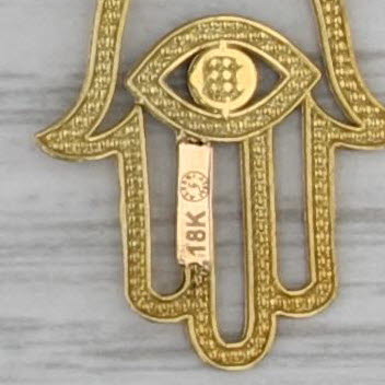 Hamsa Hand All Seeing Eye Pendant 18k Yellow White Gold Enamel Charm Talisman