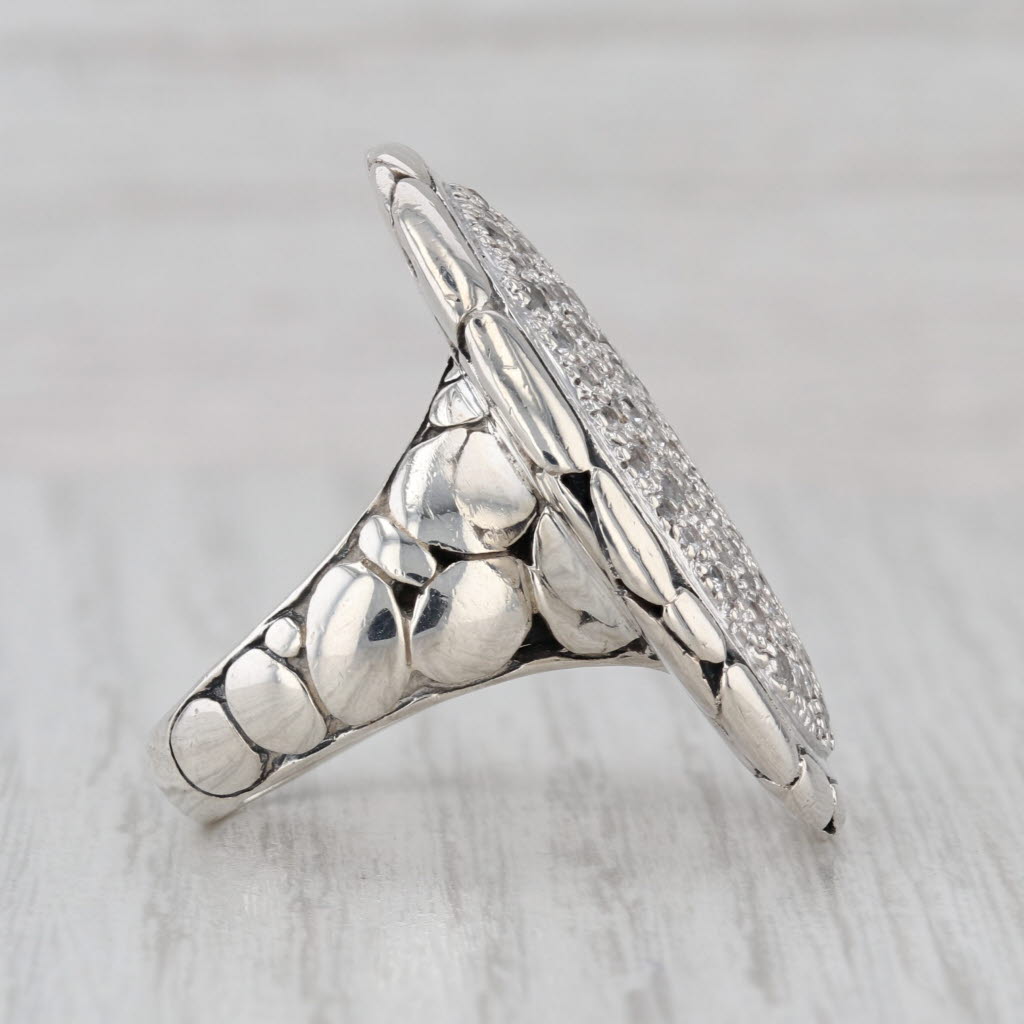 John Hardy Kali Lava White Sapphire Statement Ring Sterling Silver Cocktail