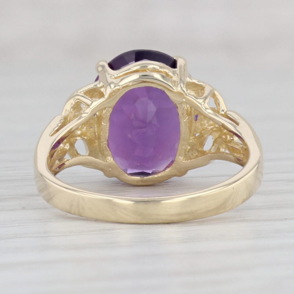 Light Gray 4.35ct Oval Amethyst Ring 14k Yellow Gold Size 6 February Birthstone