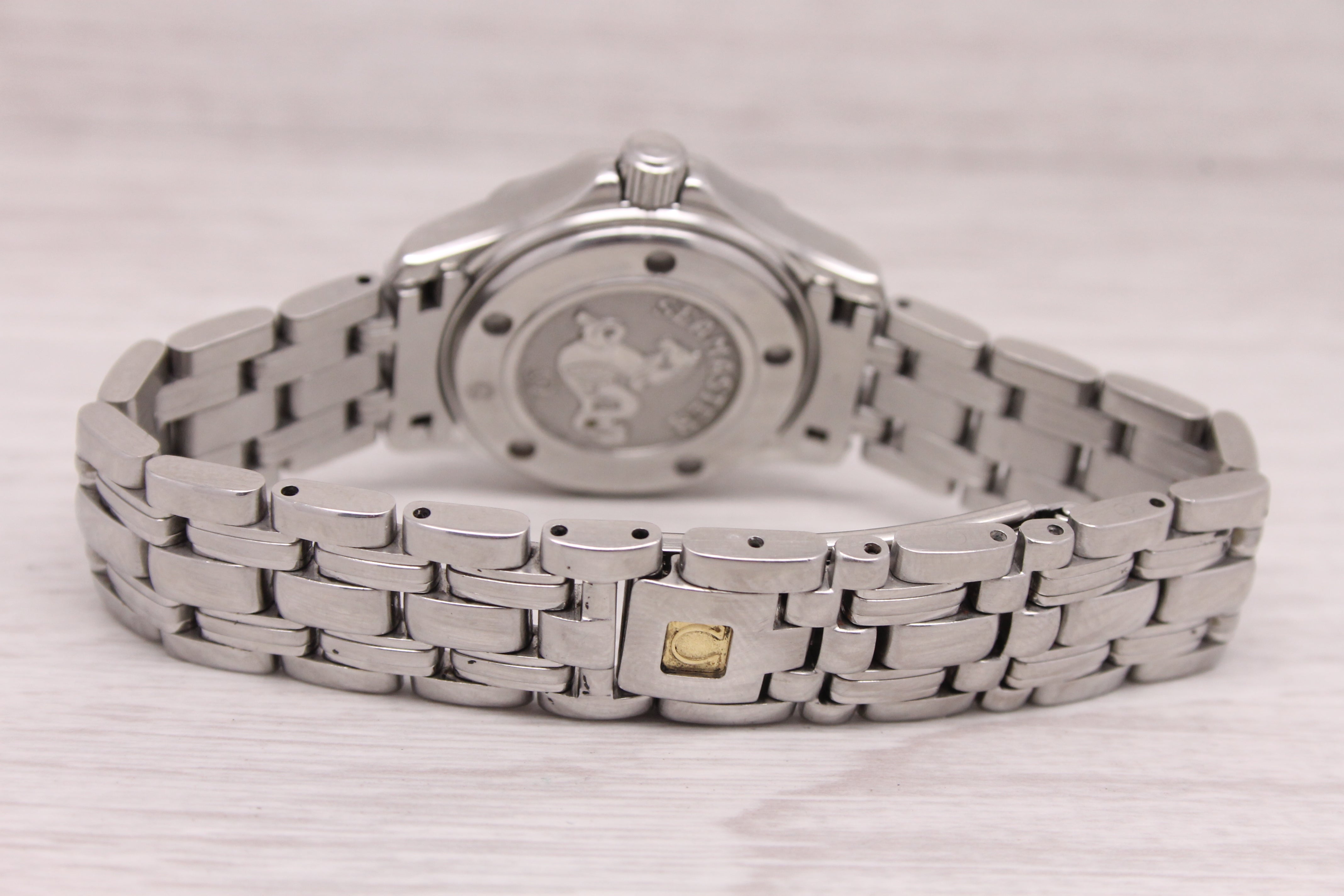 Gray Omega Seamaster Professional Ladies 29mm Steel Quartz Divers Watch Black Wave