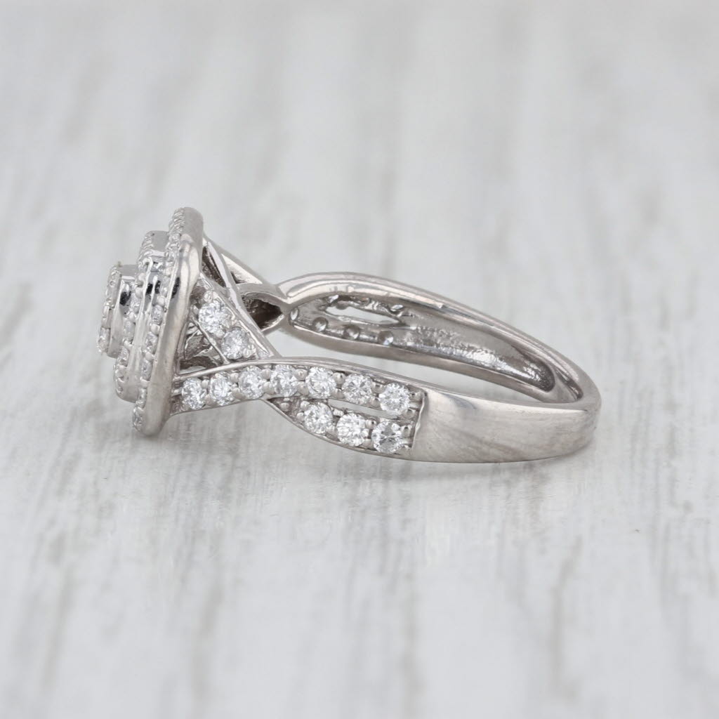 0.50ctw Diamond Double Halo Engagement Ring 10k White Gold Size 4.25