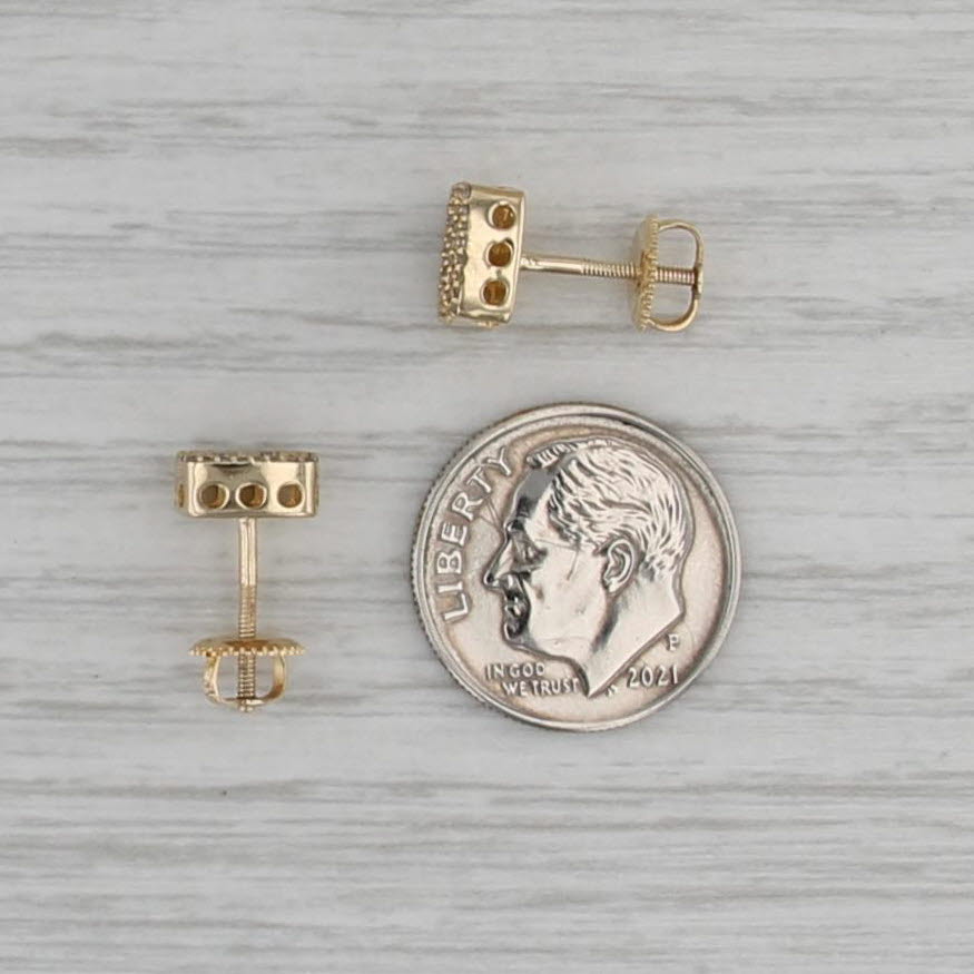 0.50ctw Diamond Pave Stud Earrings 10k Yellow Gold Square Studs