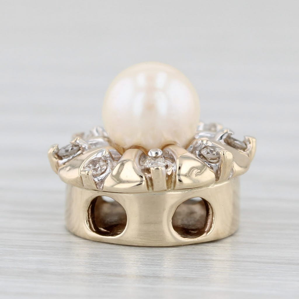 Light Gray Richard Klein Cultured Pearl Diamond Slide Bracelet Charm 14k Yellow Gold