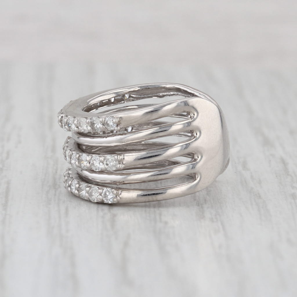1ctw Diamond Multiband Ring 14k White Gold Size 6 Cocktail