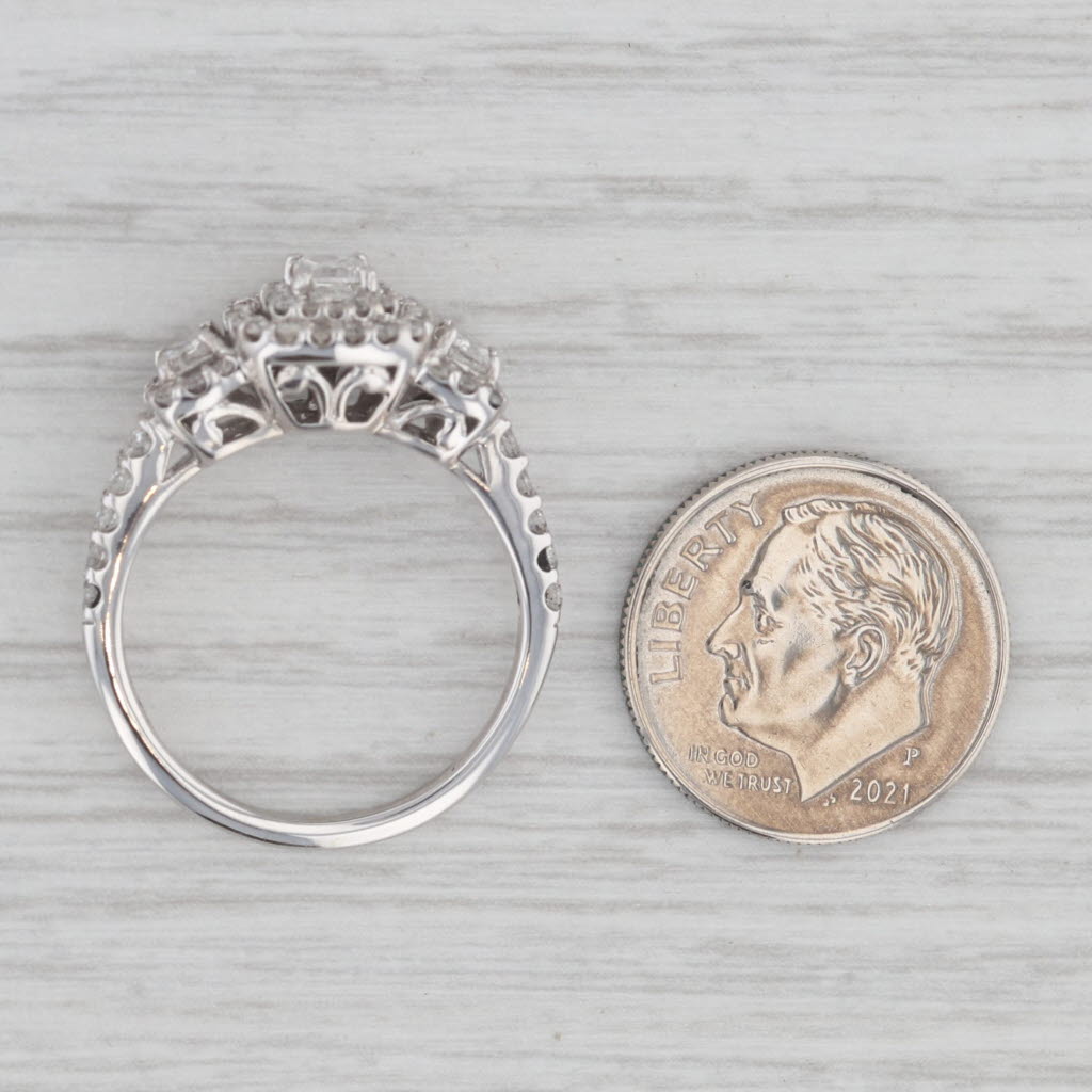 Gray 1ctw Princess Diamond Halo Engagement Ring 14k White Gold Size 7.75