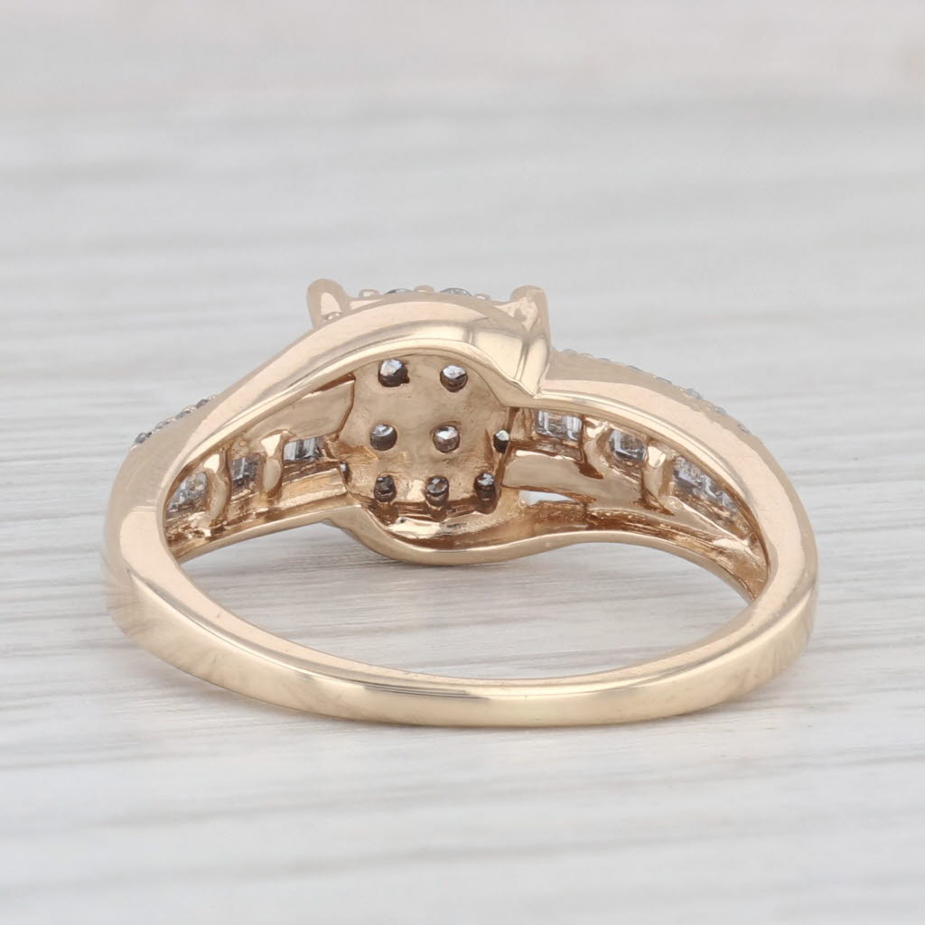 Light Gray 0.40ctw Diamond Cluster Engagement Ring 10k Yellow Gold Size 6.5