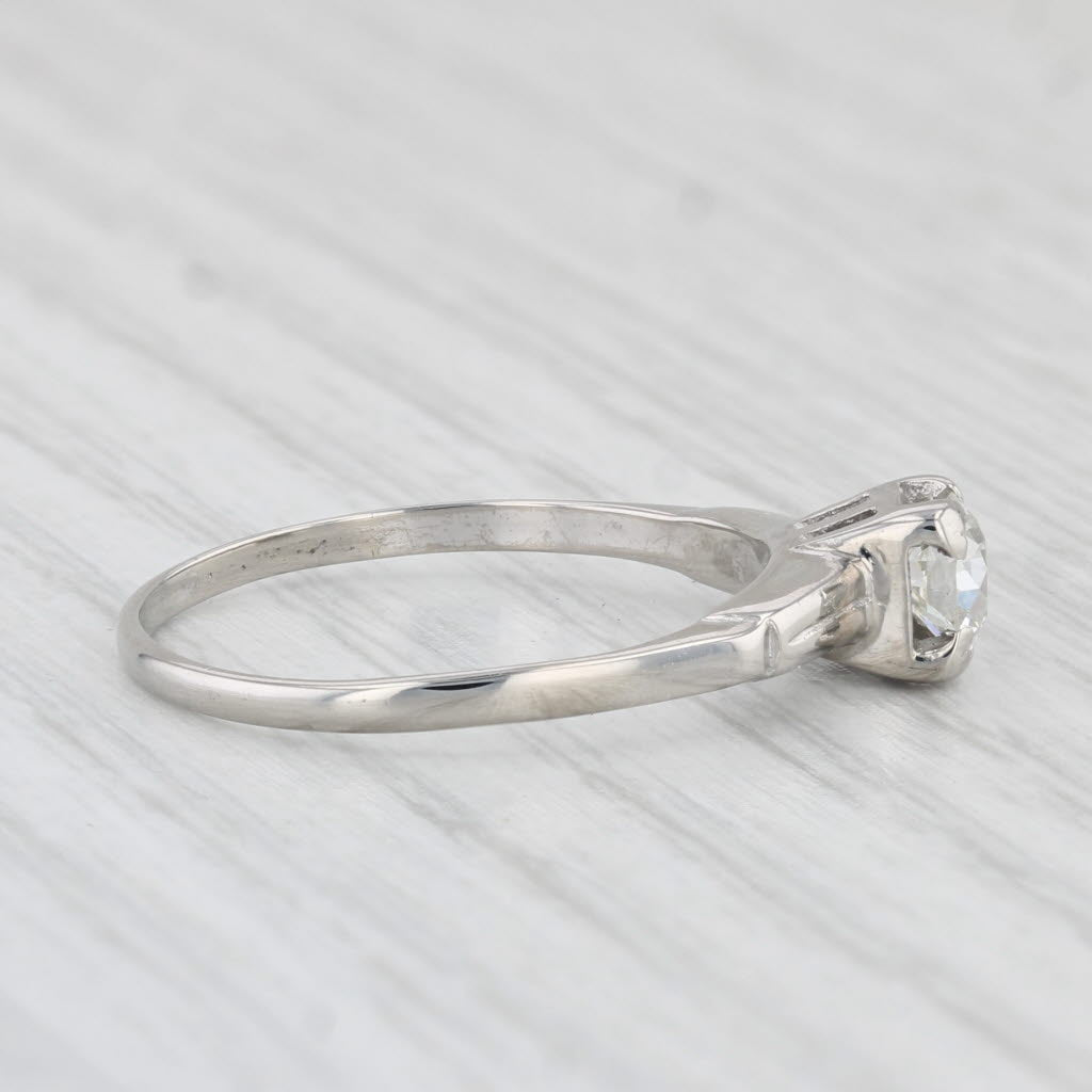 Light Gray 0.43ct Old European Solitaire Engagement Ring Palladium Ruthenium Size 8