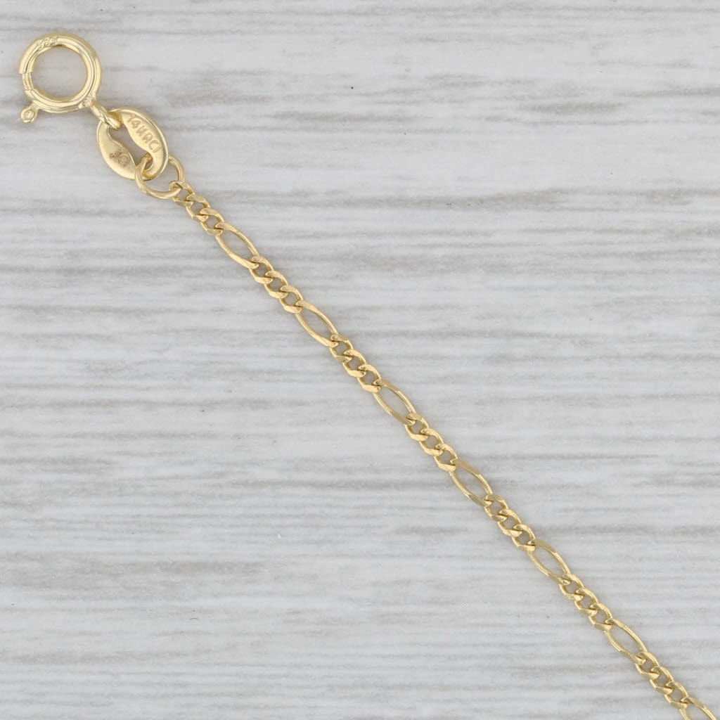 Gray New Petite Figaro Chain 14k Yellow Gold 18" 1.3mm Lobster Clasp