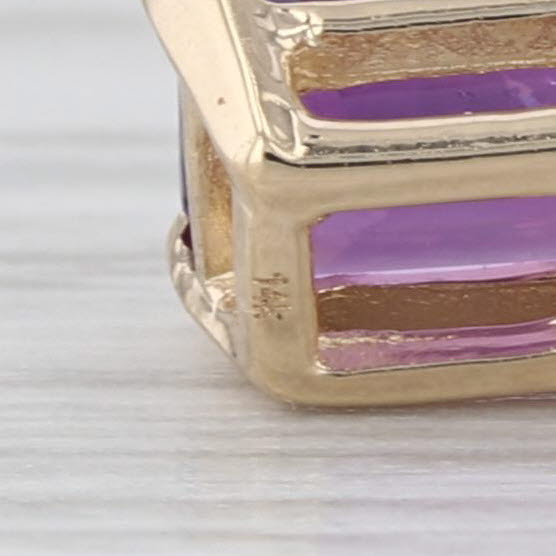 0.80ct Emerald Cut Solitaire Amethyst Pendant 14k Yellow Gold Small Drop