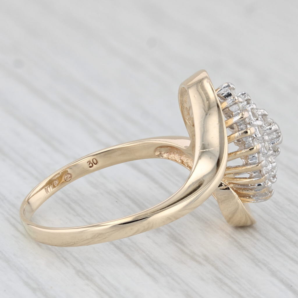 Light Gray 0.20ctw Diamond Cluster Ring 10k Yellow Gold Size 8.75 Bypass