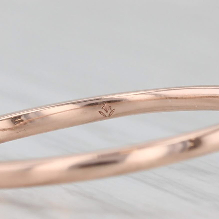 Light Gray Brilliant Earth Lunette 0.10ctw Diamond Ring 14k Rose Gold Stackable w/ Box