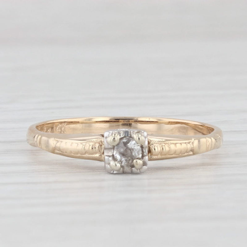 Vintage Diamond Solitaire Engagement Ring 14k Gold Size 8 Old European Cut