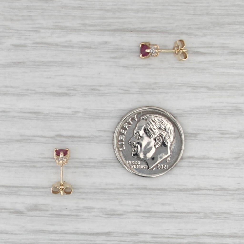0.38ctw Pear Ruby Diamond Stud Earrings 14k Yellow Gold Teardrop Studs