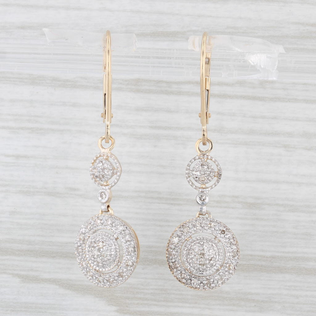 Light Gray 0.20ctw Diamond Circle Dangle Earrings 14k Gold Drops