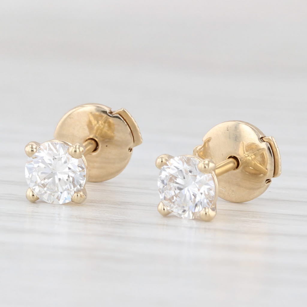 New 0.74ctw Lab Grown Round Diamond Solitaire Stud Earrings 14k Gold VS1 D Studs