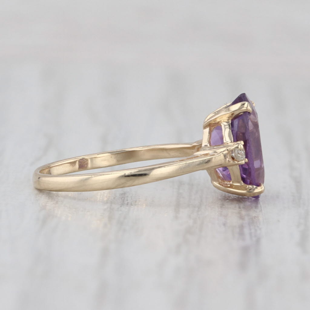 2.45ctw Amethyst Diamond Ring 10k Yellow Gold Size 5.25