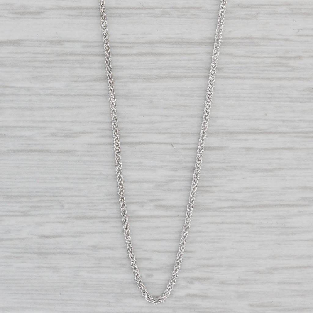 Gray 16" Wheat Chain Necklace 18k White Gold 1mm