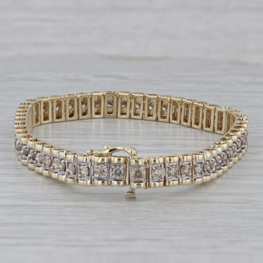 Gray 4ctw Diamond Tennis Bracelet 10k Yellow Gold 7" 6.6mm