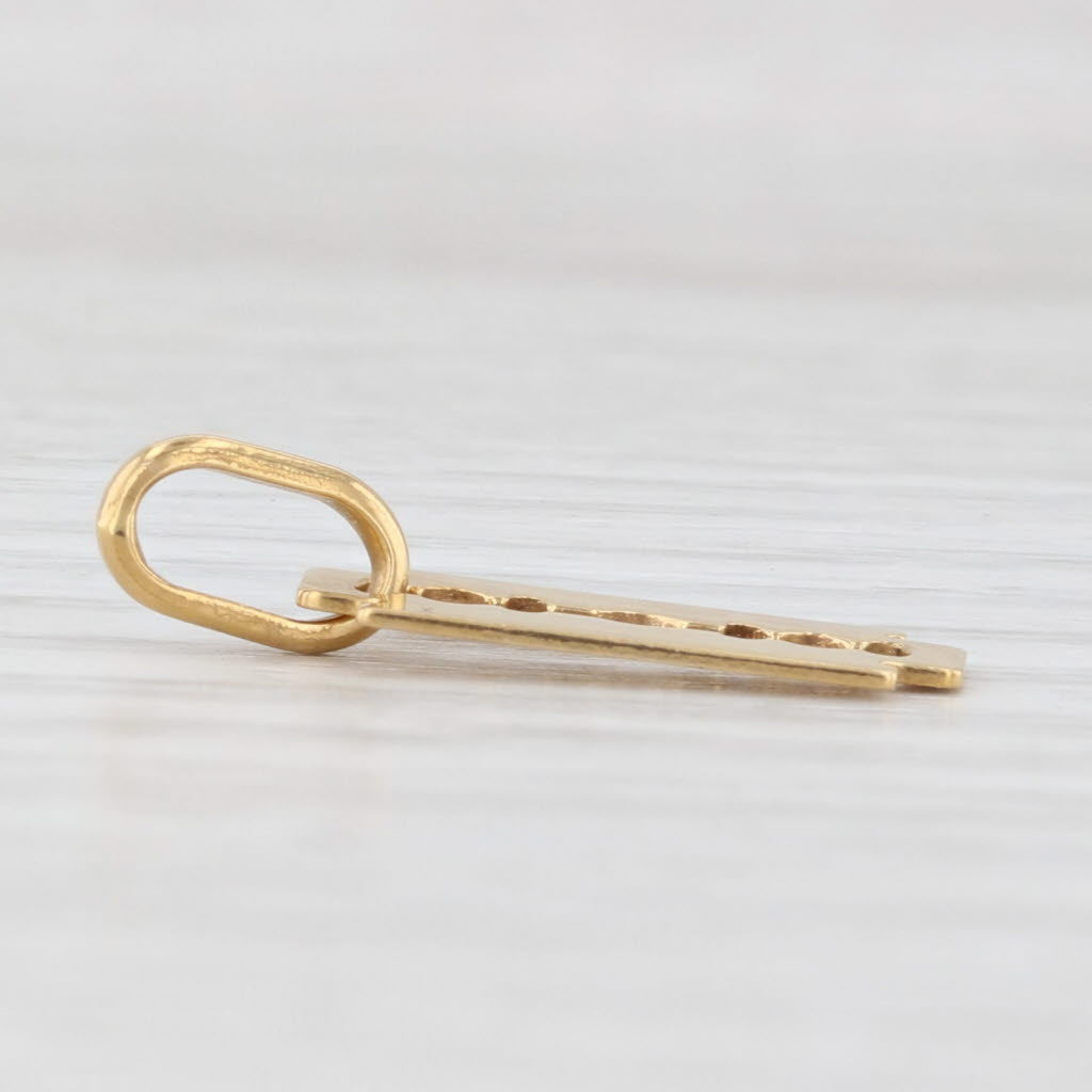 Vintage Faux Razor Blade Charm 18k Yellow Gold Small Drop Pendant