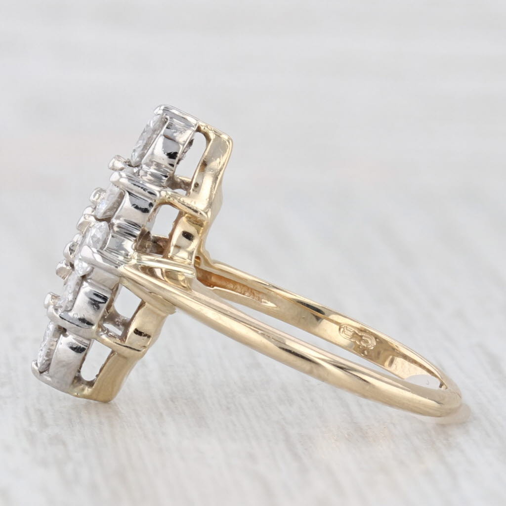 Light Gray 1.35ctw Diamond Cluster Ring 14k Yellow Gold Size 6