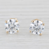 New 2.05ctw Lab Created Diamond Stud Earrings 14k Yellow Gold Round Solitaires