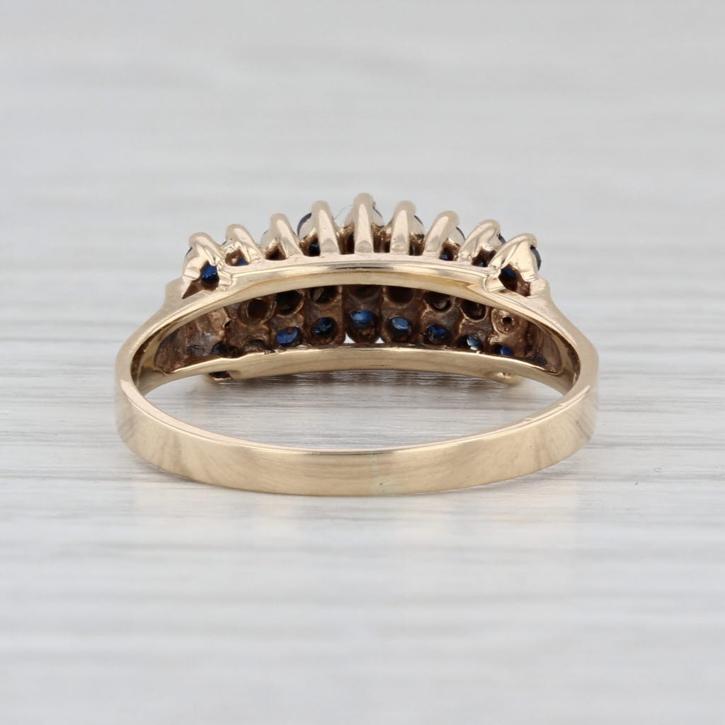 0.20ctw Blue Sapphire Diamond Rooftop Ring 10k Yellow Gold Size 8 Stackable