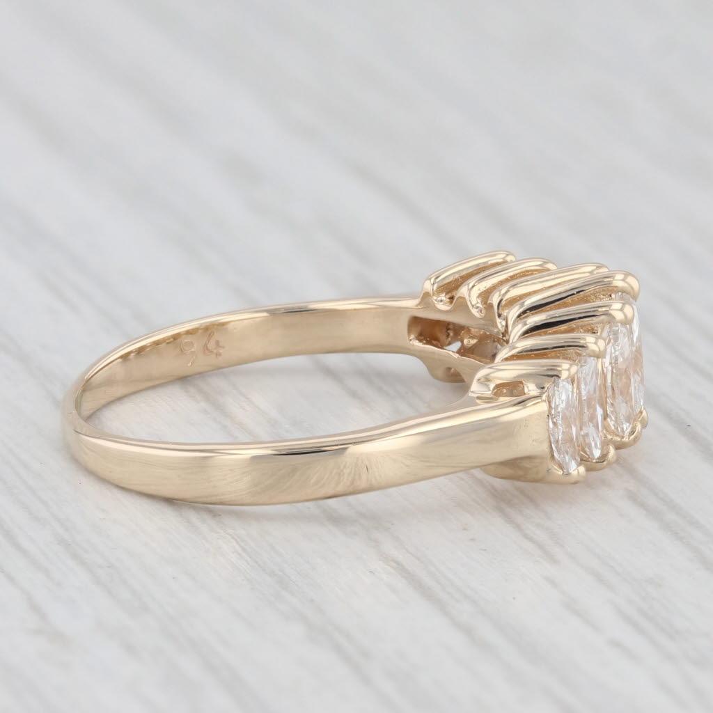 Light Gray 0.94ctw Tiered Marquise Diamond Ring 14k Yellow Gold Size 6.75 Stackable Wedding
