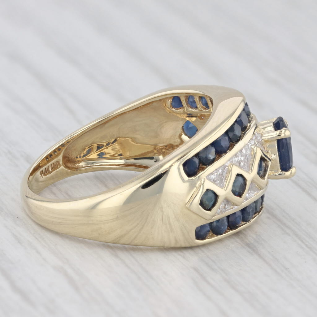 Light Gray 2.12ctw Blue Sapphire Diamond Ring 14k Yellow Gold Size 8 Diamond Accents