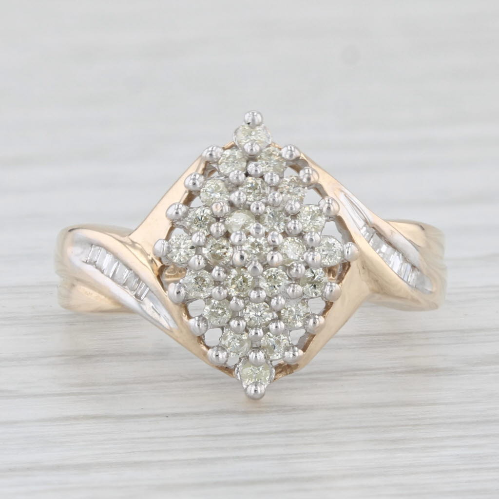 Light Gray 0.43ctw Diamond Cluster Ring 10k Yellow Gold Size 7.5
