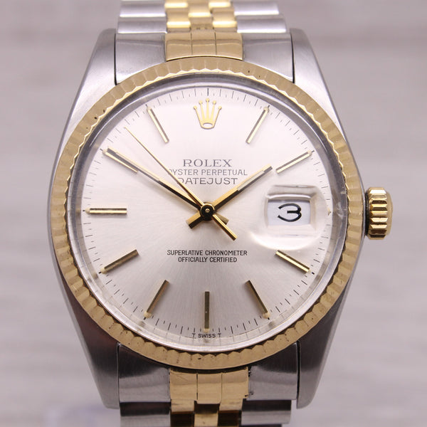 Vintage 1984 Rolex Datejust 16013 Men’s Steel & 18k Automatic Watch Box/Papers