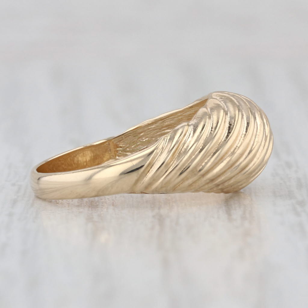 Domed Scalloped Croissant Ring 14k Yellow Gold Size 5.75