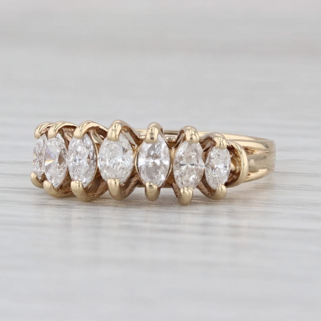 1ctw Marquise Diamond Ring 14k Yellow Gold Stackable Wedding Anniversary Band