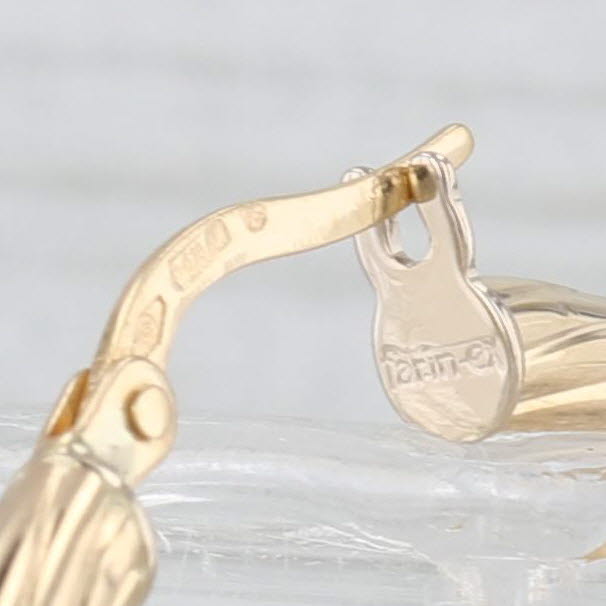 Twist Large Hoop Earrings 18k Yellow Gold Snap Top Round Hoops