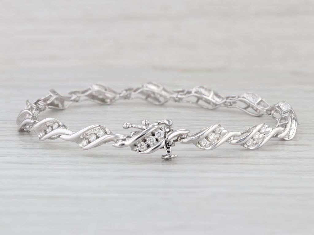 0.85ctw Diamond Tennis Bracelet 10k White Gold 7" 5.2mm